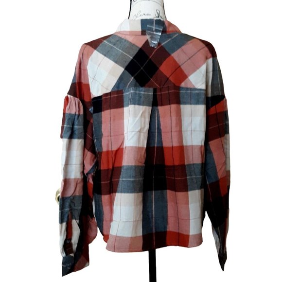 Sanctuary Bianca Anthropologie Long Sleeves Plaid Button Up Shirt Plus Size 2XL - Picture 5 of 9